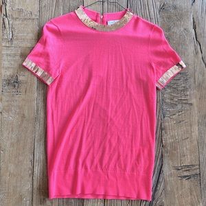 Kate Spade Hot Pink Sequined Sweater with Rose Gold Sequins